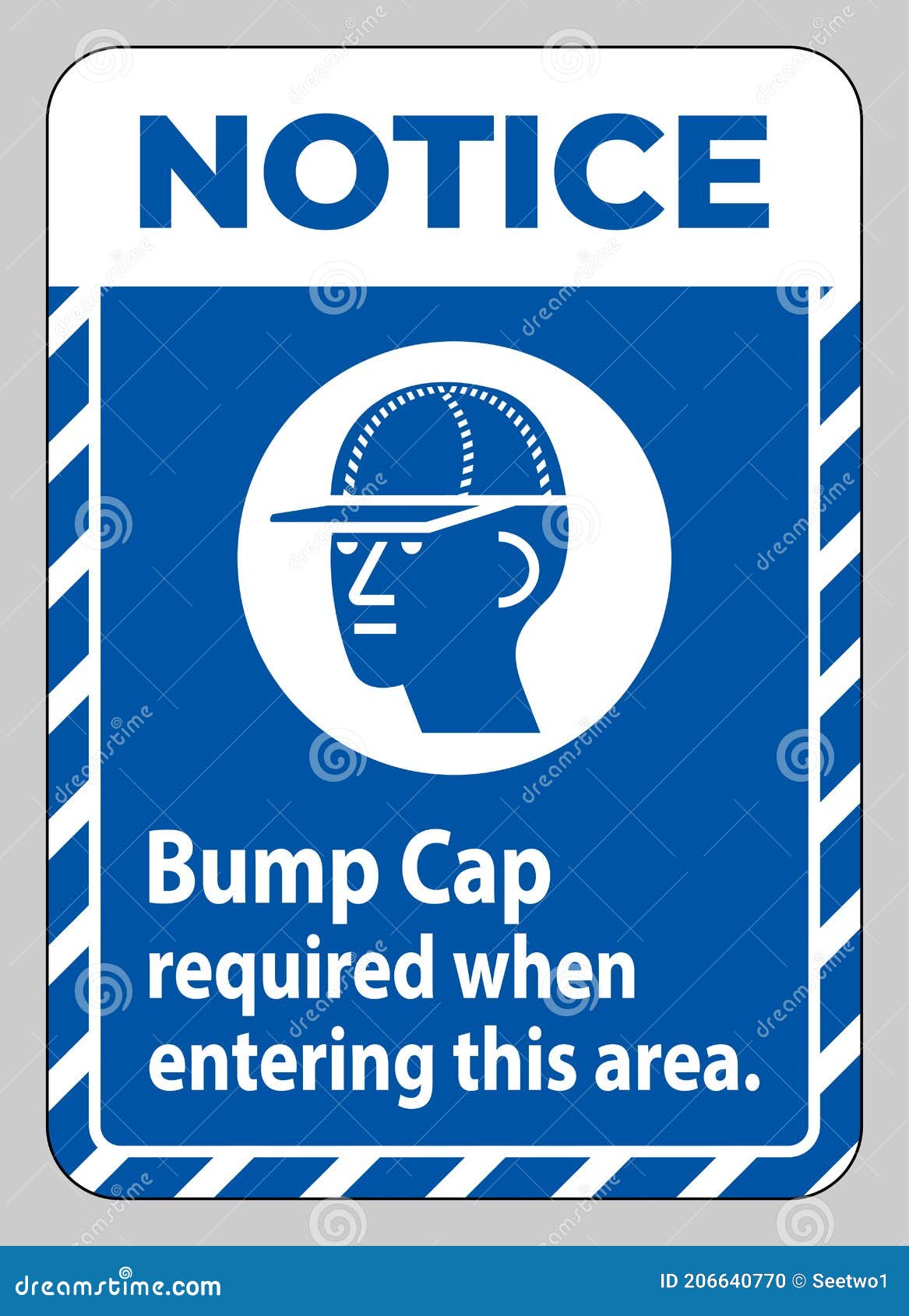 Notice Sign Bump Cap Required when Entering this Area Stock Vector