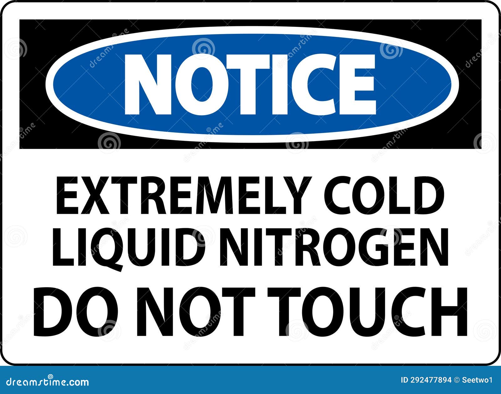 Notice Sign Extremely Cold Liquid Nitrogen Do Not Touch Stock Vector