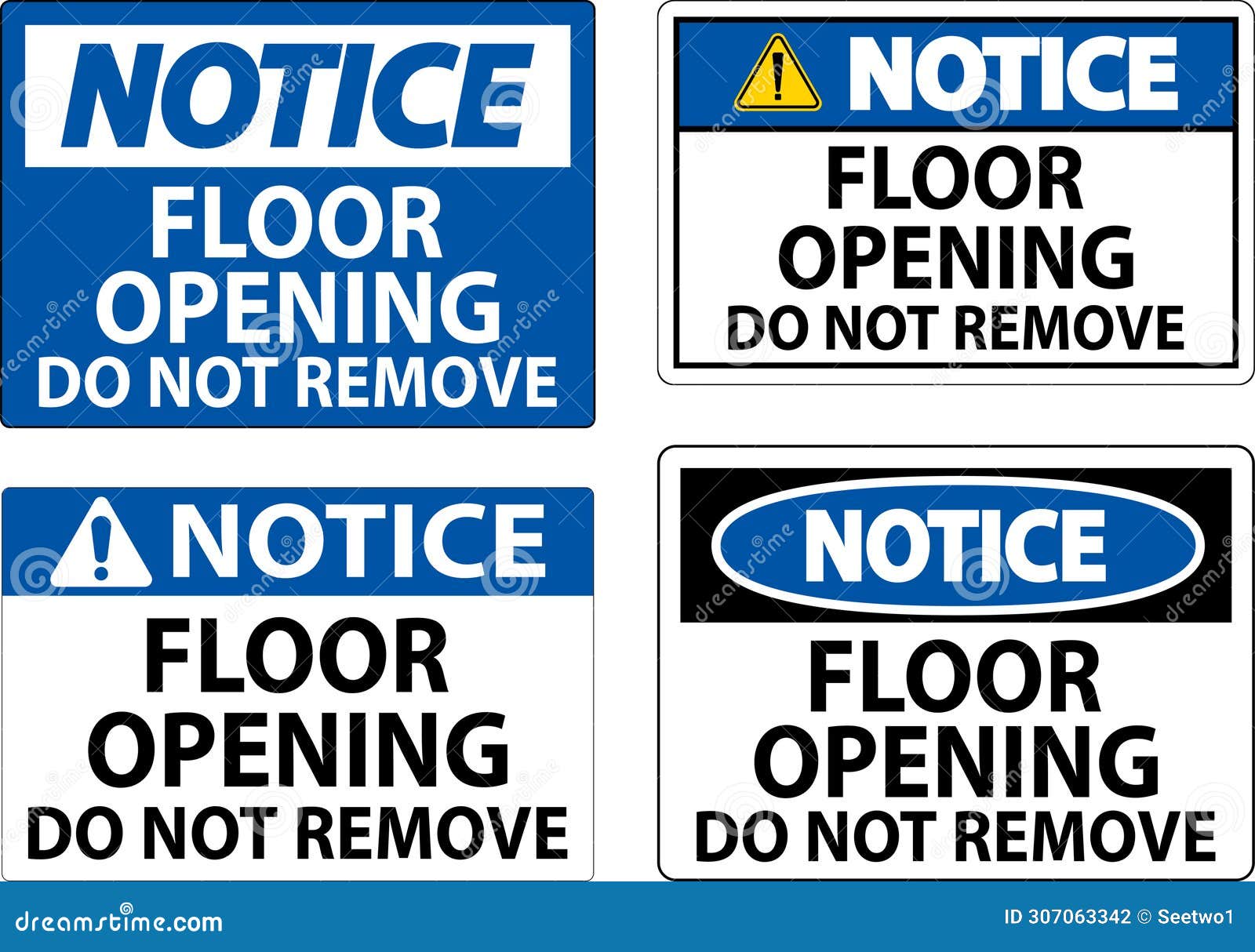 notice sign, floor opening do not remove