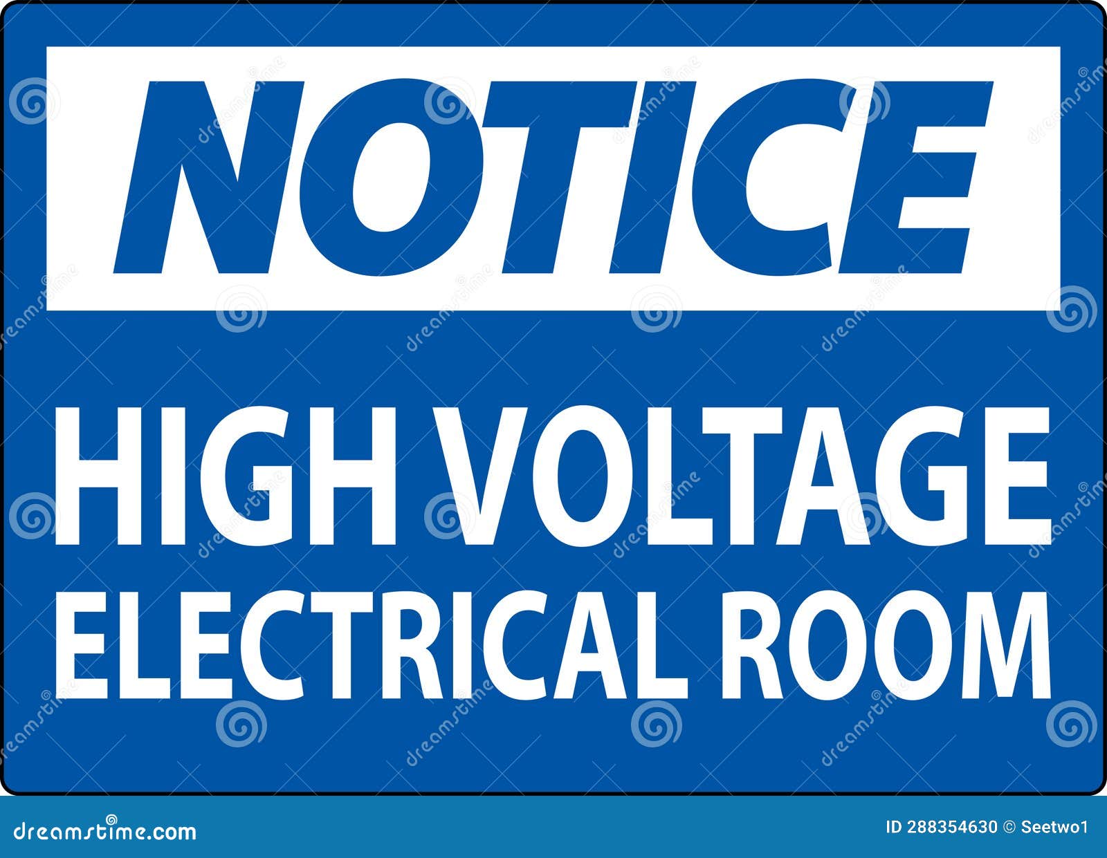 Notice Sign High Voltage Electrical Room Stock Vector Illustration