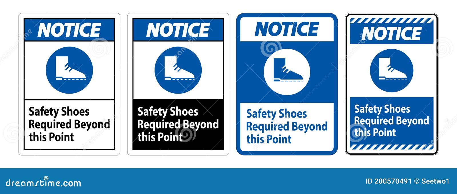 Notice Sign Safety Shoes Required Beyond this Point Stock Vector