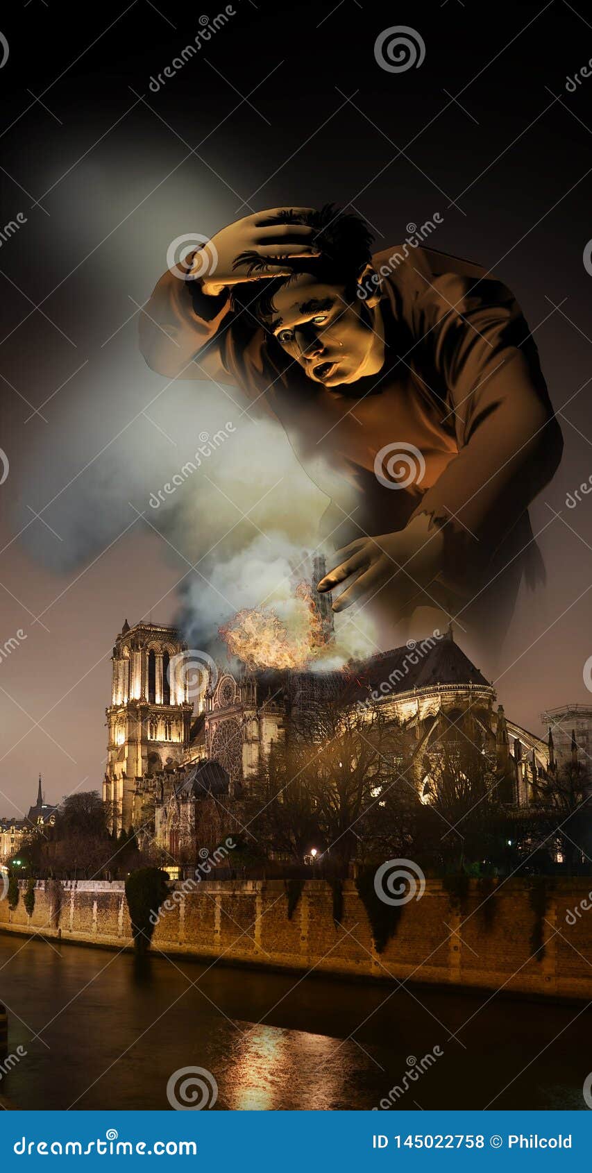 Notre Dame Burning Editorial Stock Photo Illustration Of Quasimodo