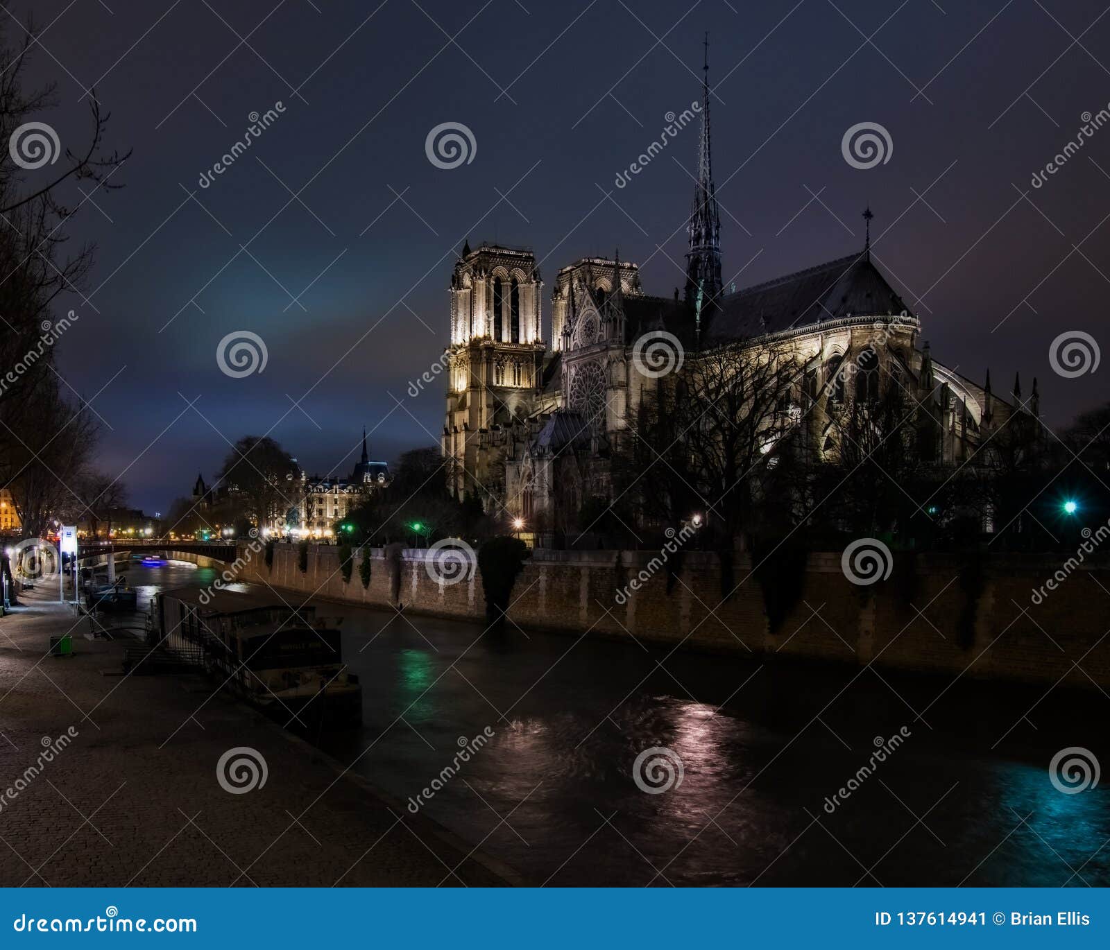 Notre Dame Cathedral from Bridge Stock Image Image of bridge