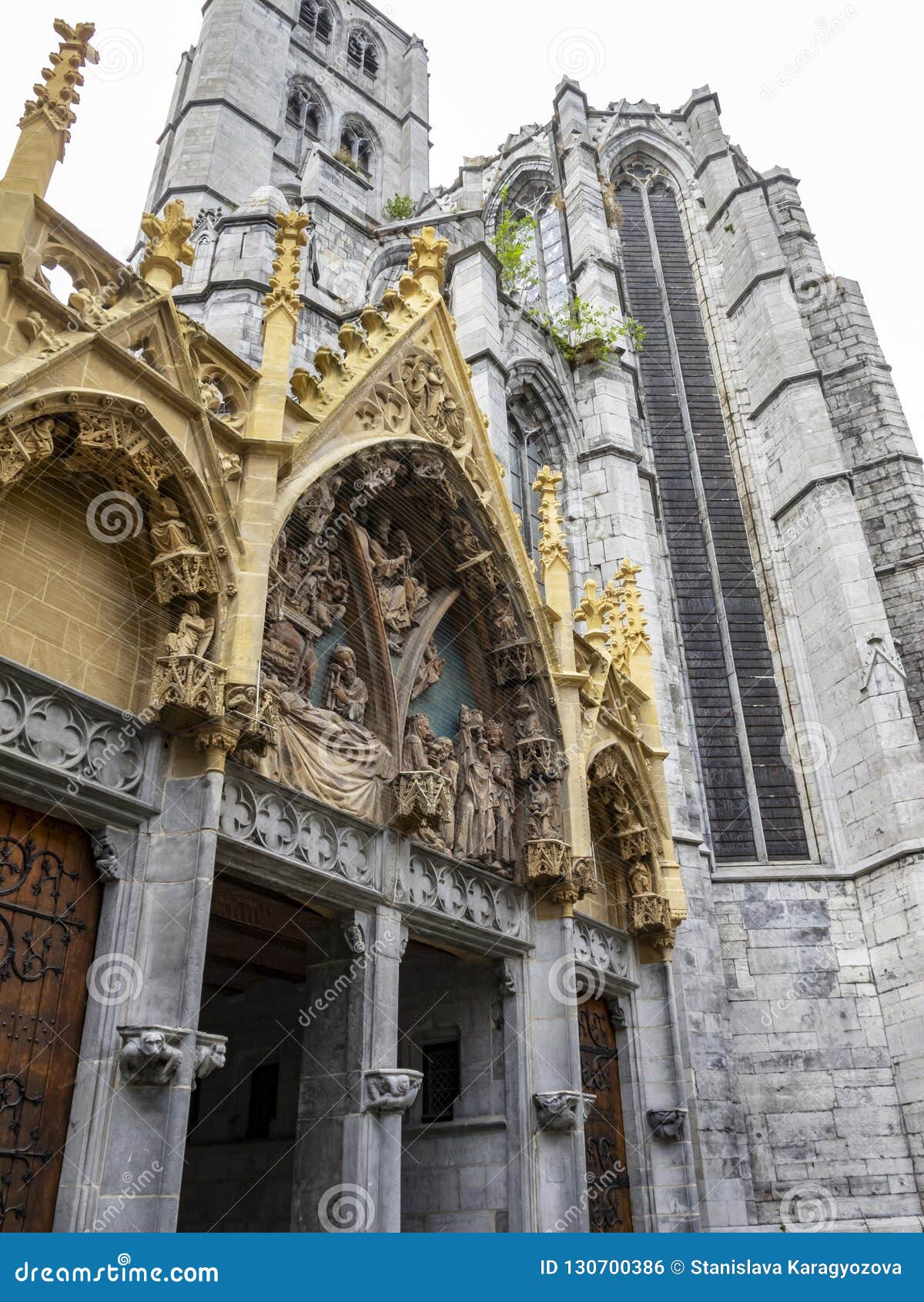 Notre-Dame Collegiate Church Of Huy, Belgium, Exterior View Stock Photo