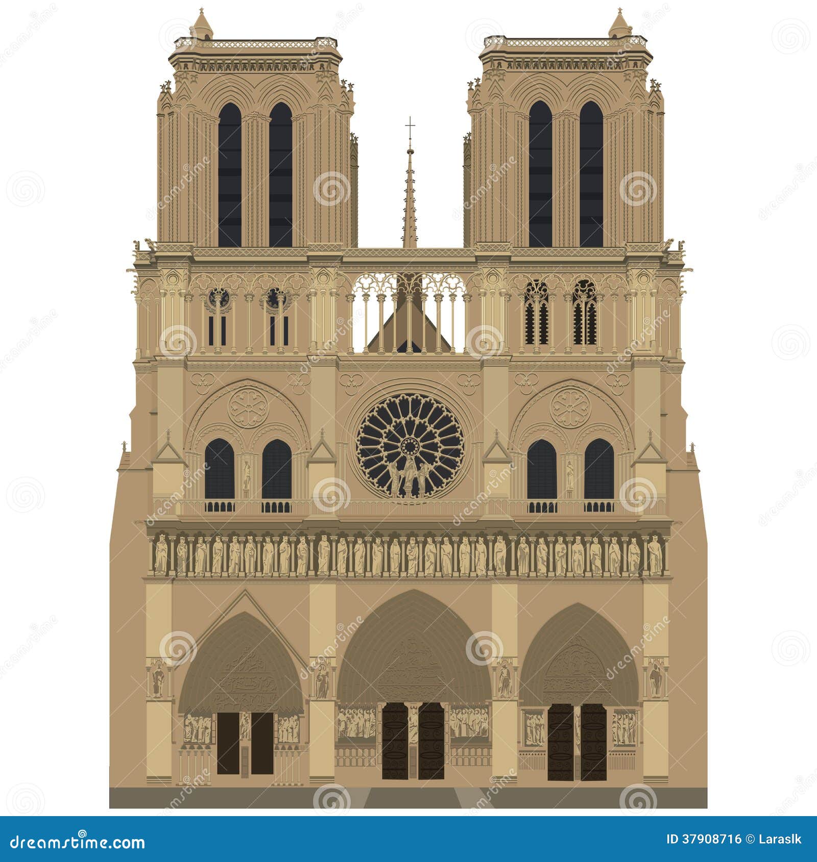 Notre Dame de Paris stock vector. Illustration of built - 37908716