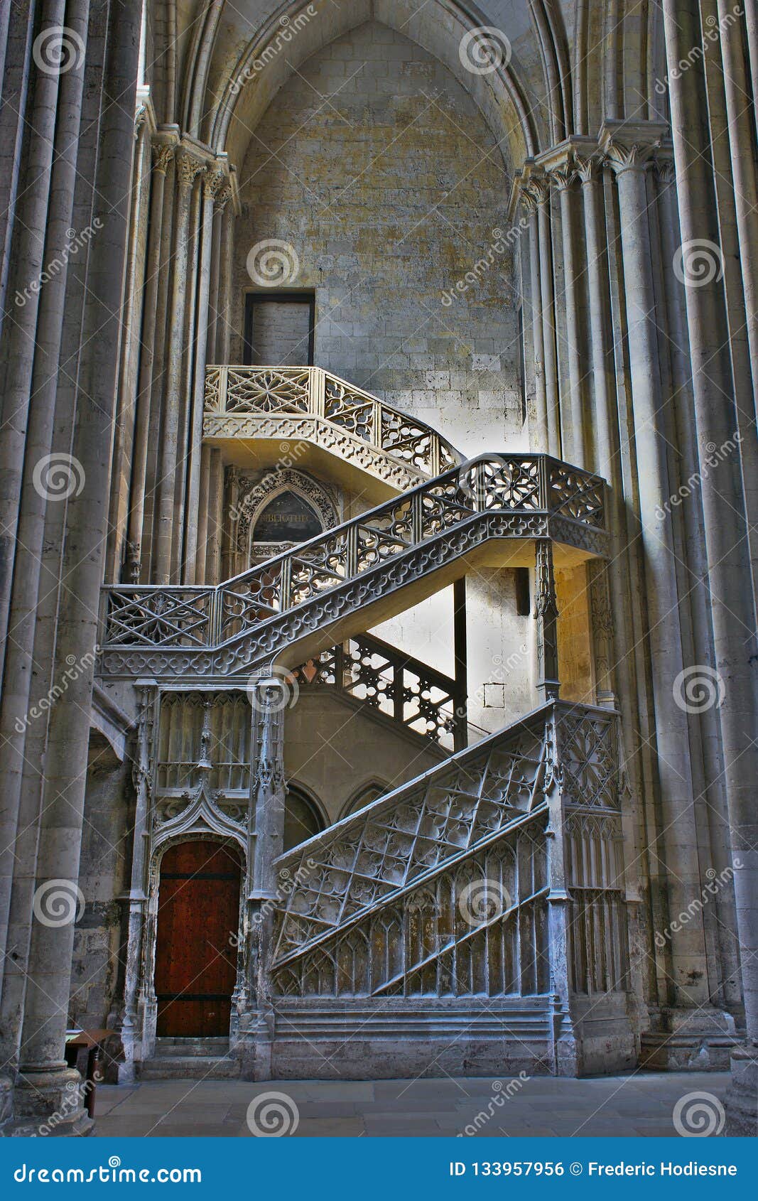 notre dame de rouen cathedral, stairs of booksellers