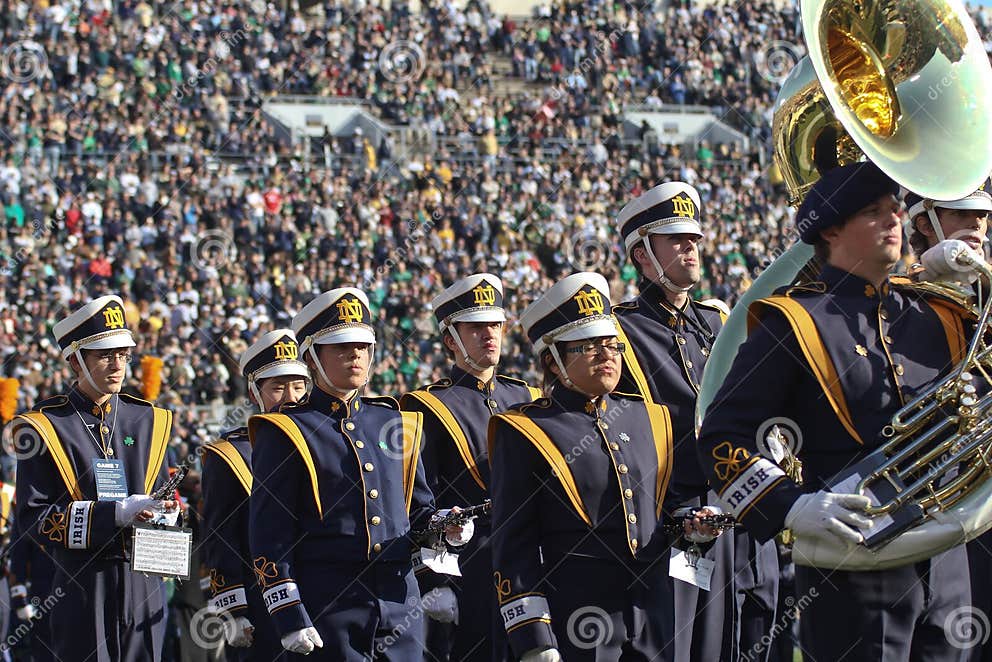 Notre Dame Marching Band editorial photography. Image of horn 21757412