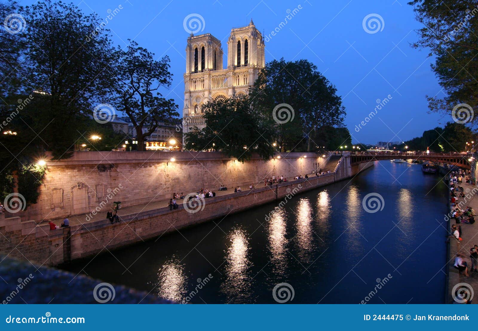 Notre Dame at Night stock image. Image of historical, gothic 2444475