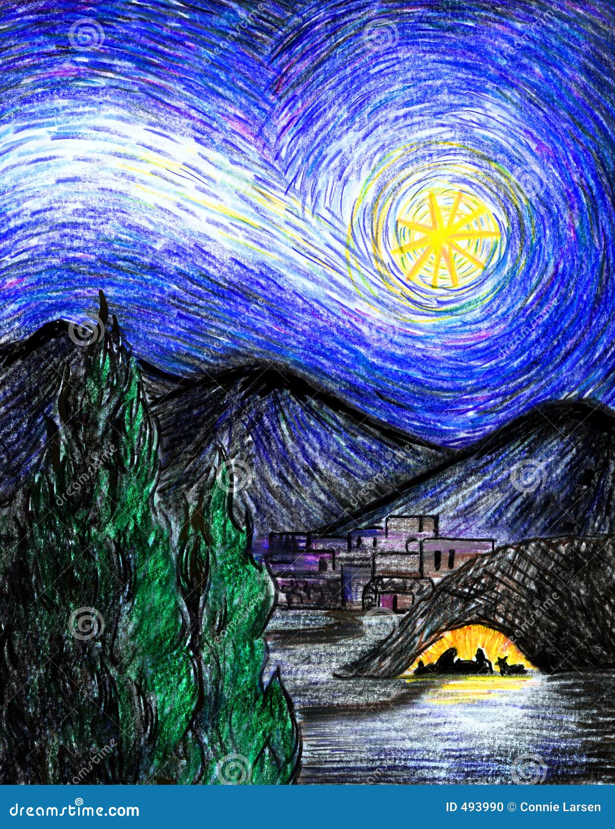 Notte Stellata Di Bethlehem Illustrazione di Stock - Illustrazione
