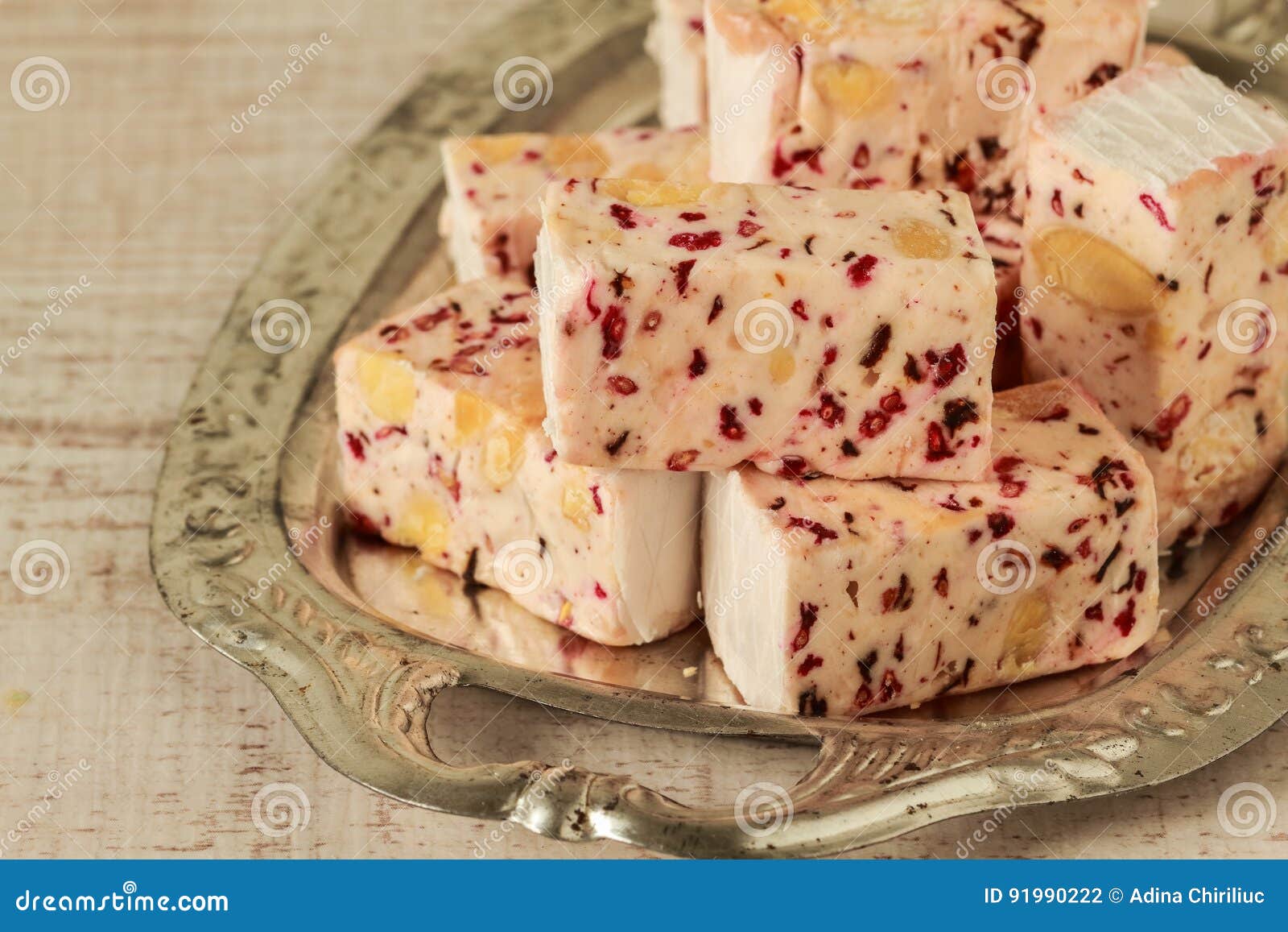 Nougat with Red Dried Fruit Stock Photo Image of italian, dessert