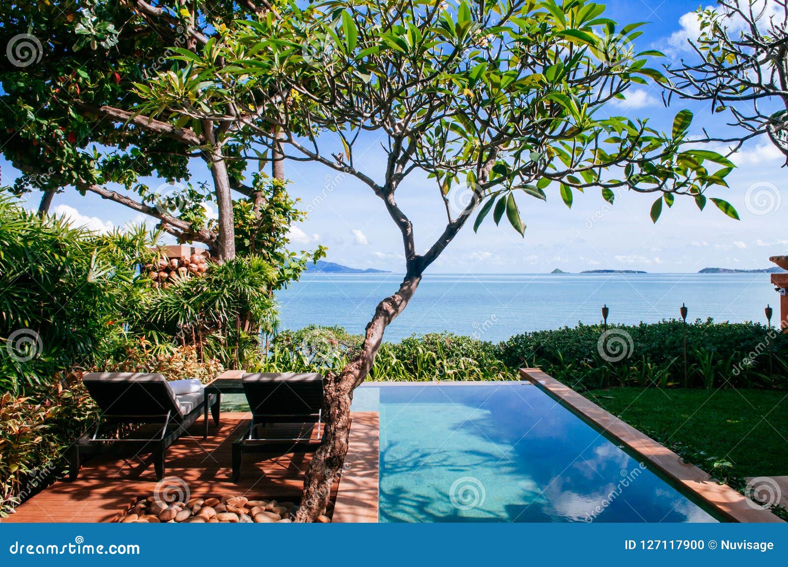 Tropical Resort Infinity Edge Pool With Samui Island Sea - 