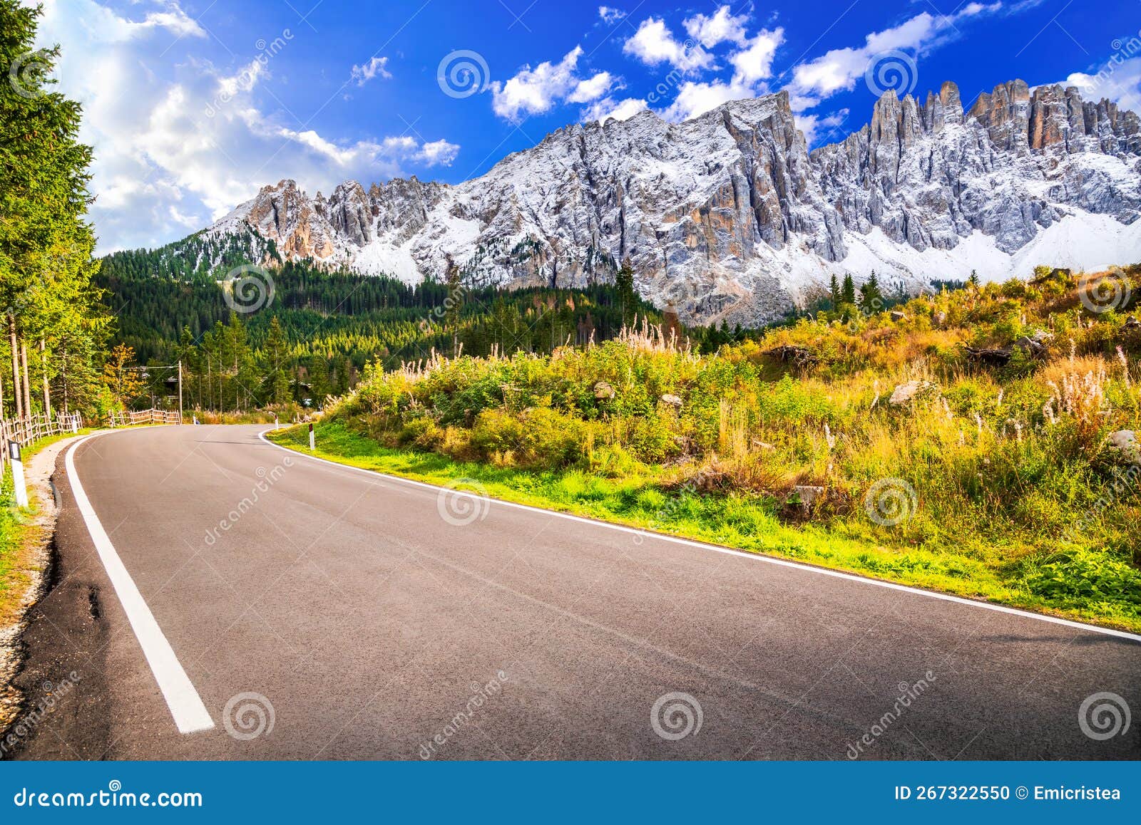 nova levante, italy. bolzano region scenery with cimon del latemar, dolomites mountains