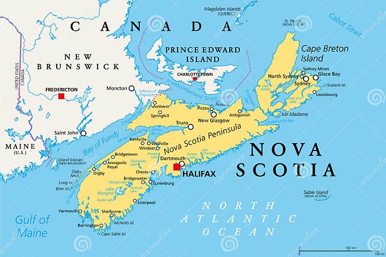 Nova Scotia Maritime Und Atlantische Provinz Canada Politische Karte Vektor Abbildung 