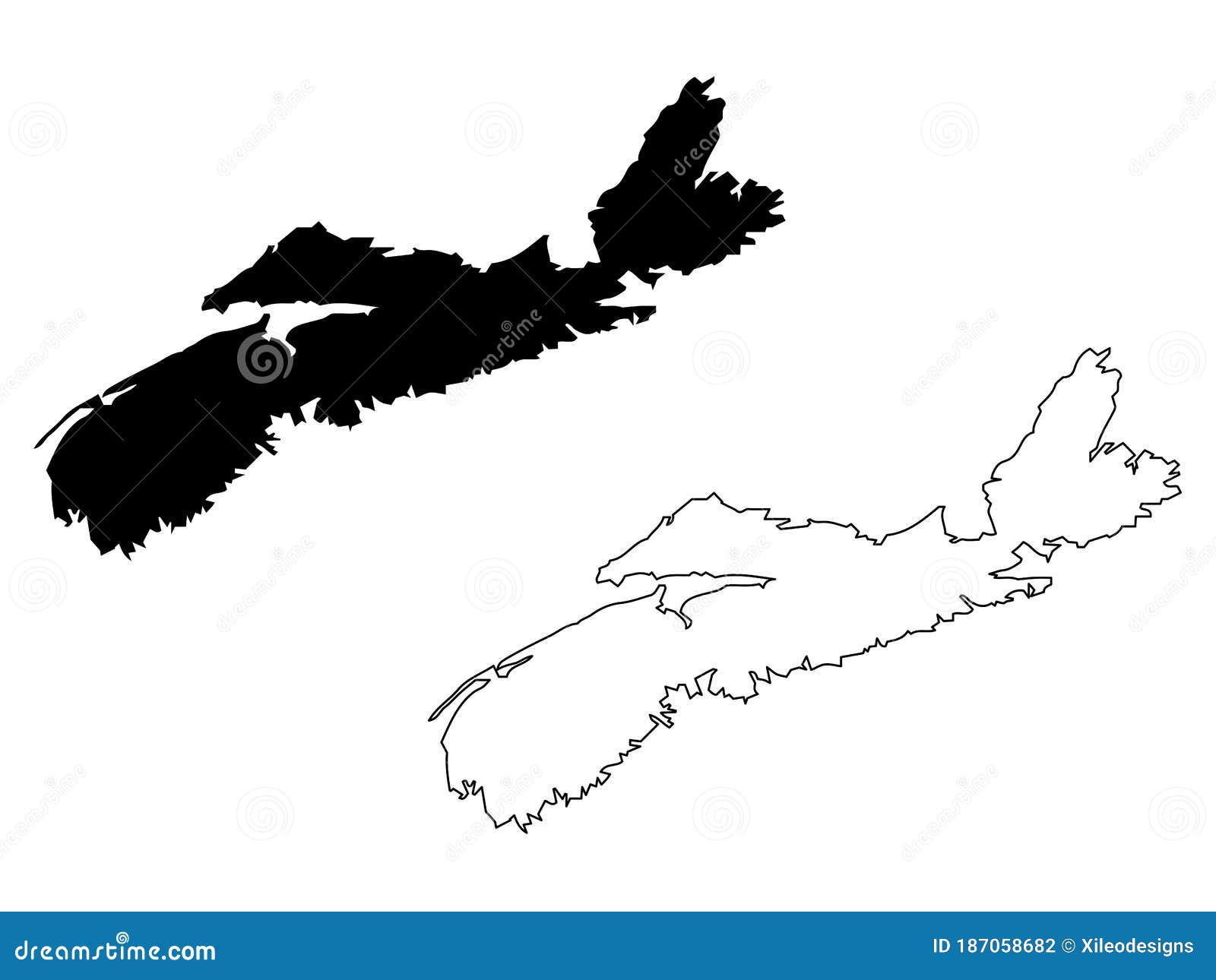 Nova Scotia Map Outline Isolated Royalty-Free Cartoon | CartoonDealer