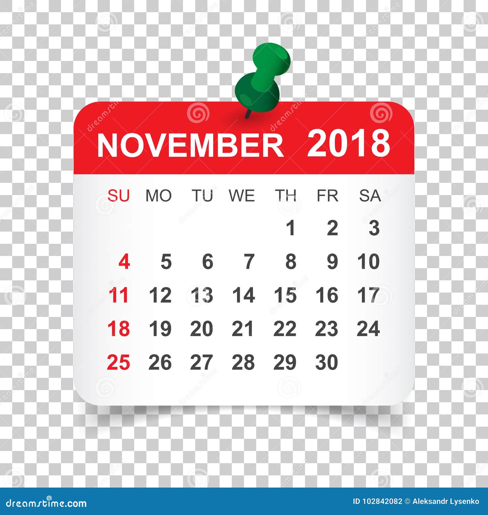 november-2018-calendar-calendar-sticker-design-template-stock-vector