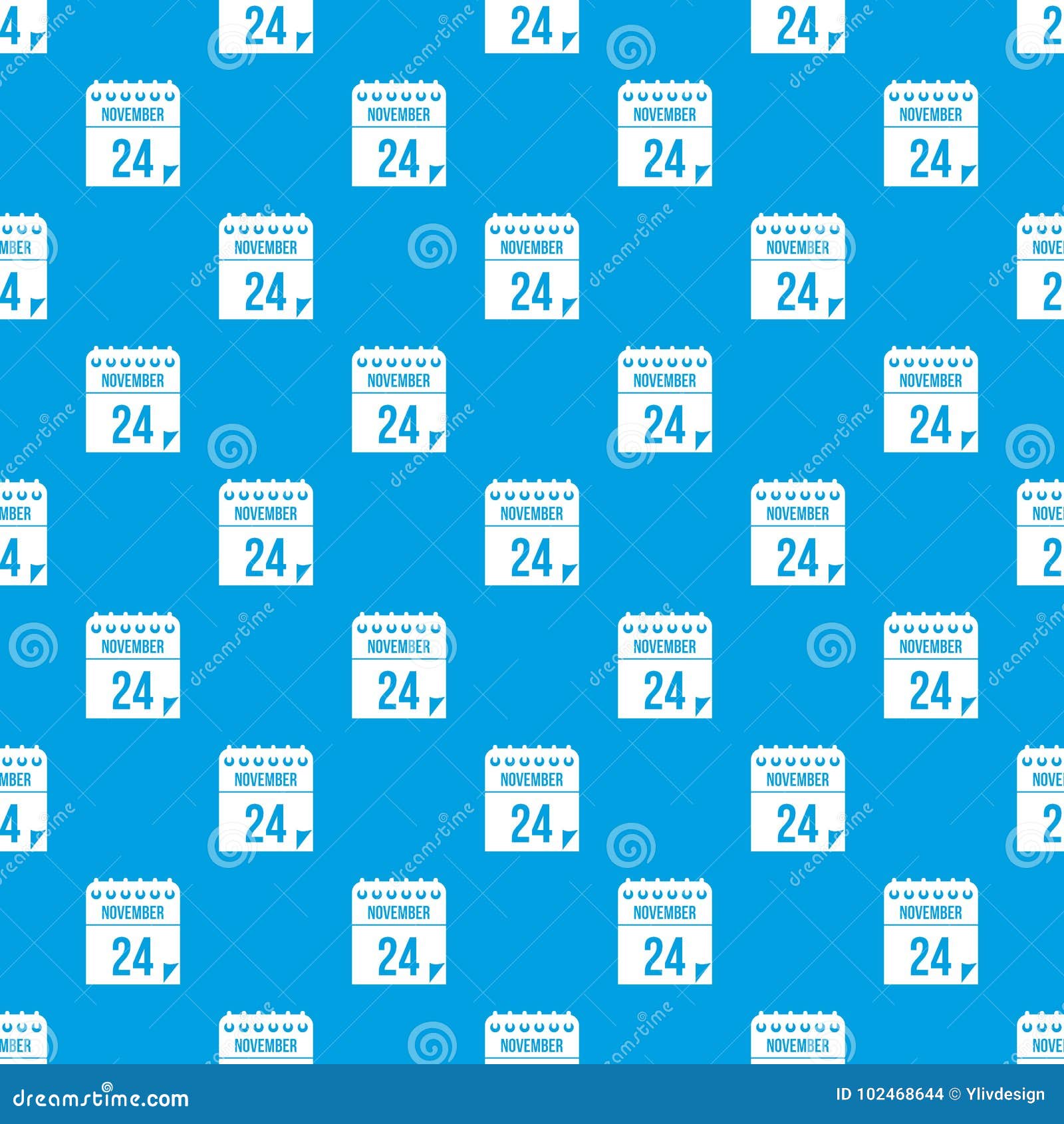 24 November Calendar Pattern Seamless Blue Stock Vector Illustration