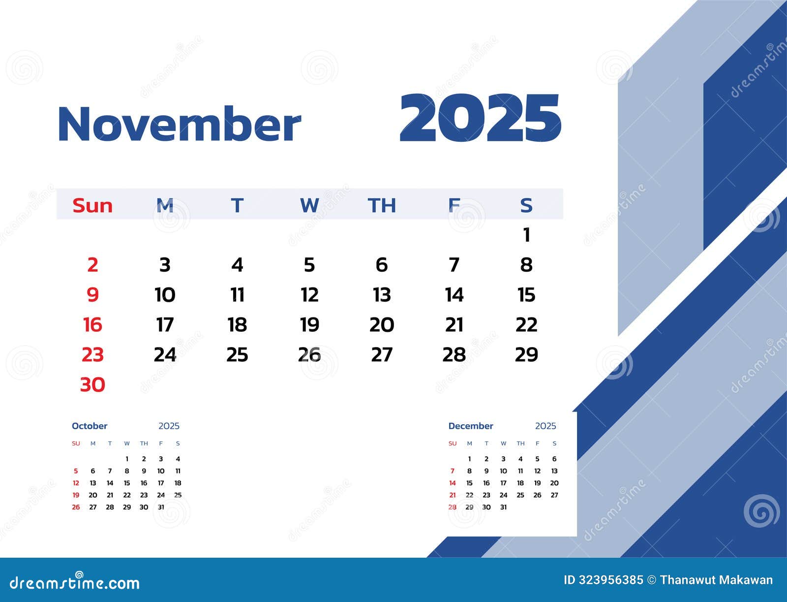 November 2025 Calendar. Week Start on Sunday Stock Illustration Illustration of week, schedule