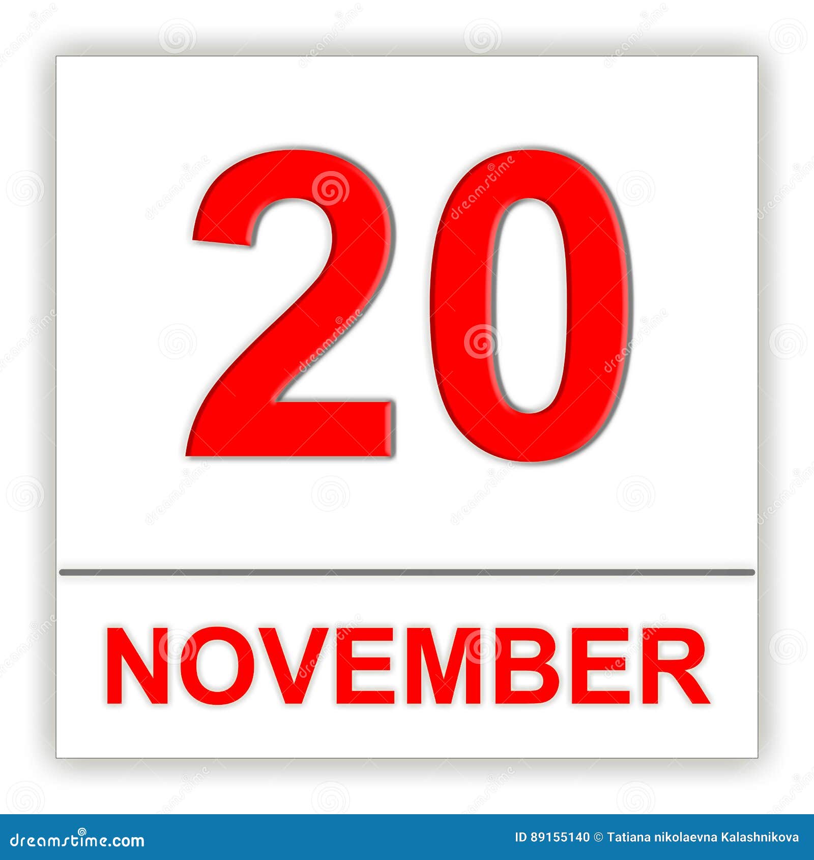 November 20. Day on the Calendar Stock Illustration - Illustration of number, birthday: 89155140