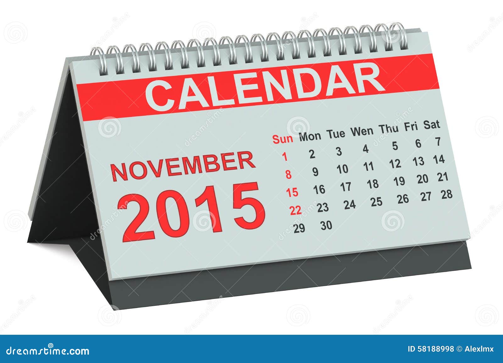 November 2015 Desk Calendar Stock Illustration Illustration Of