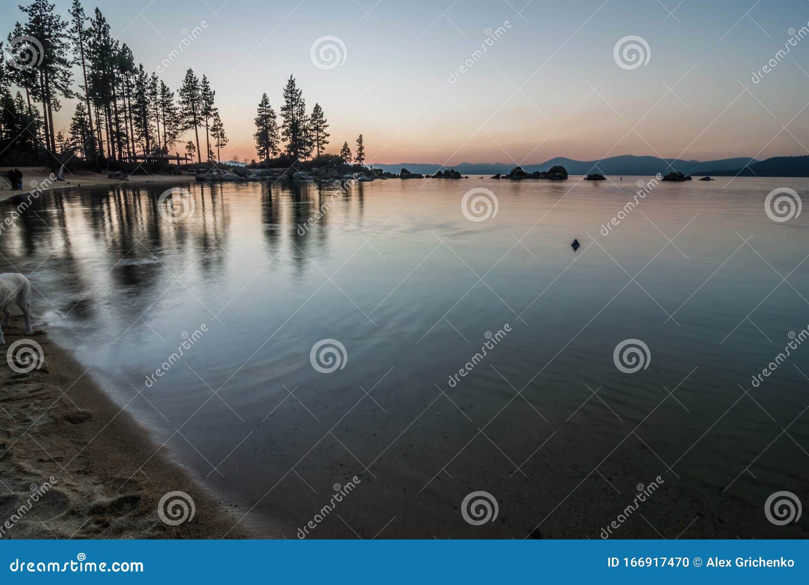 november sunset over lake tahoe in california