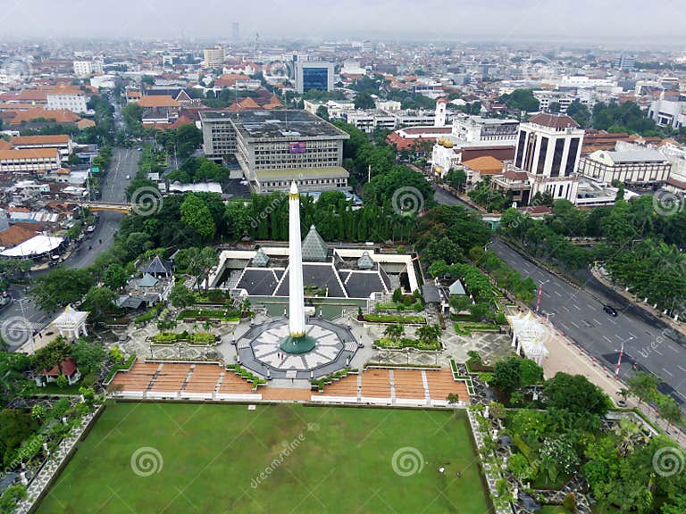 November 20, 2022. Surabaya CItyscape View with Tugu Pahlawan Monument