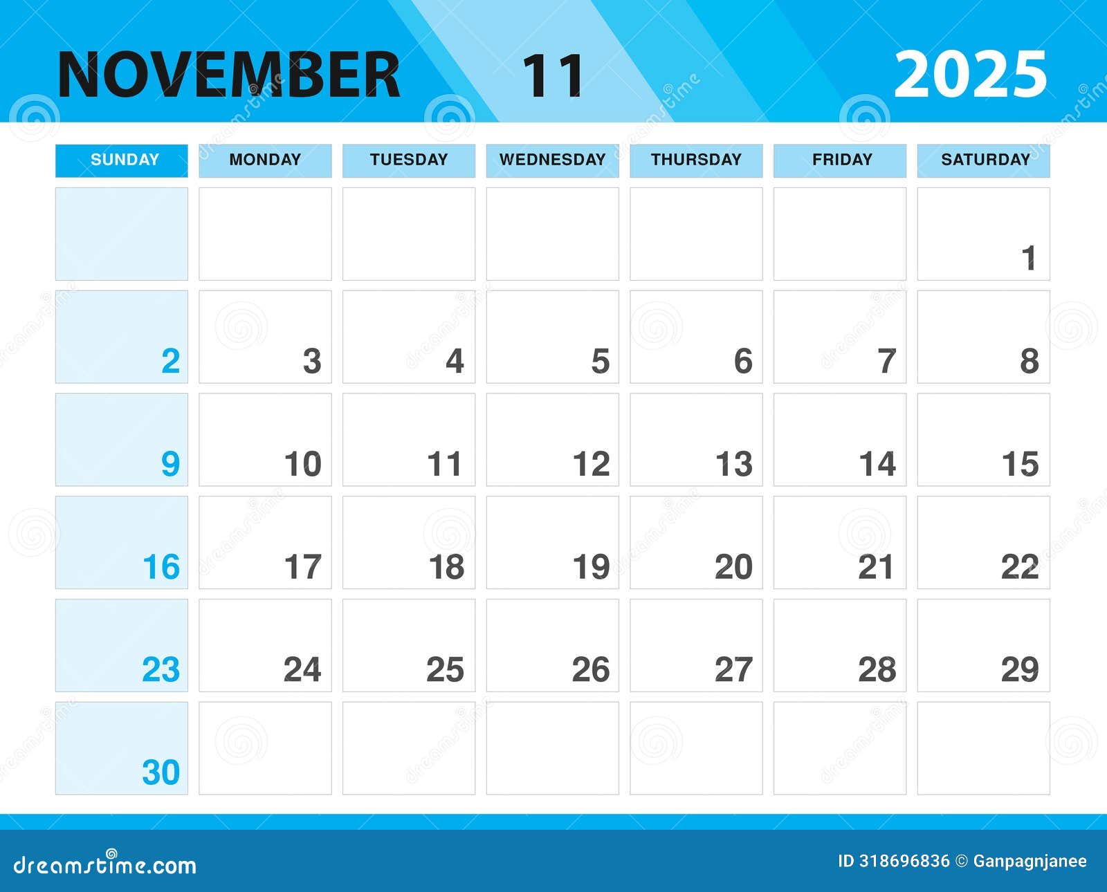 November 2025 Template Desk Calendar 2025 Year Template, Wall Calendar 2025 Year, Week Starts