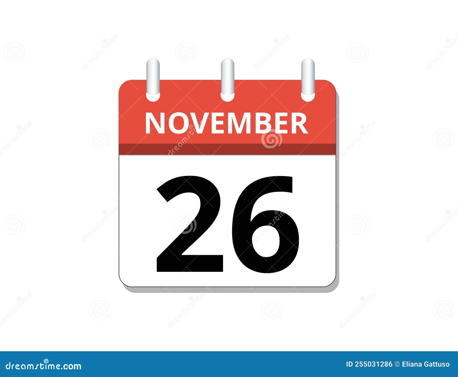 November, 26th Calendar Icon Vector, Concept of Schedule, Business and
