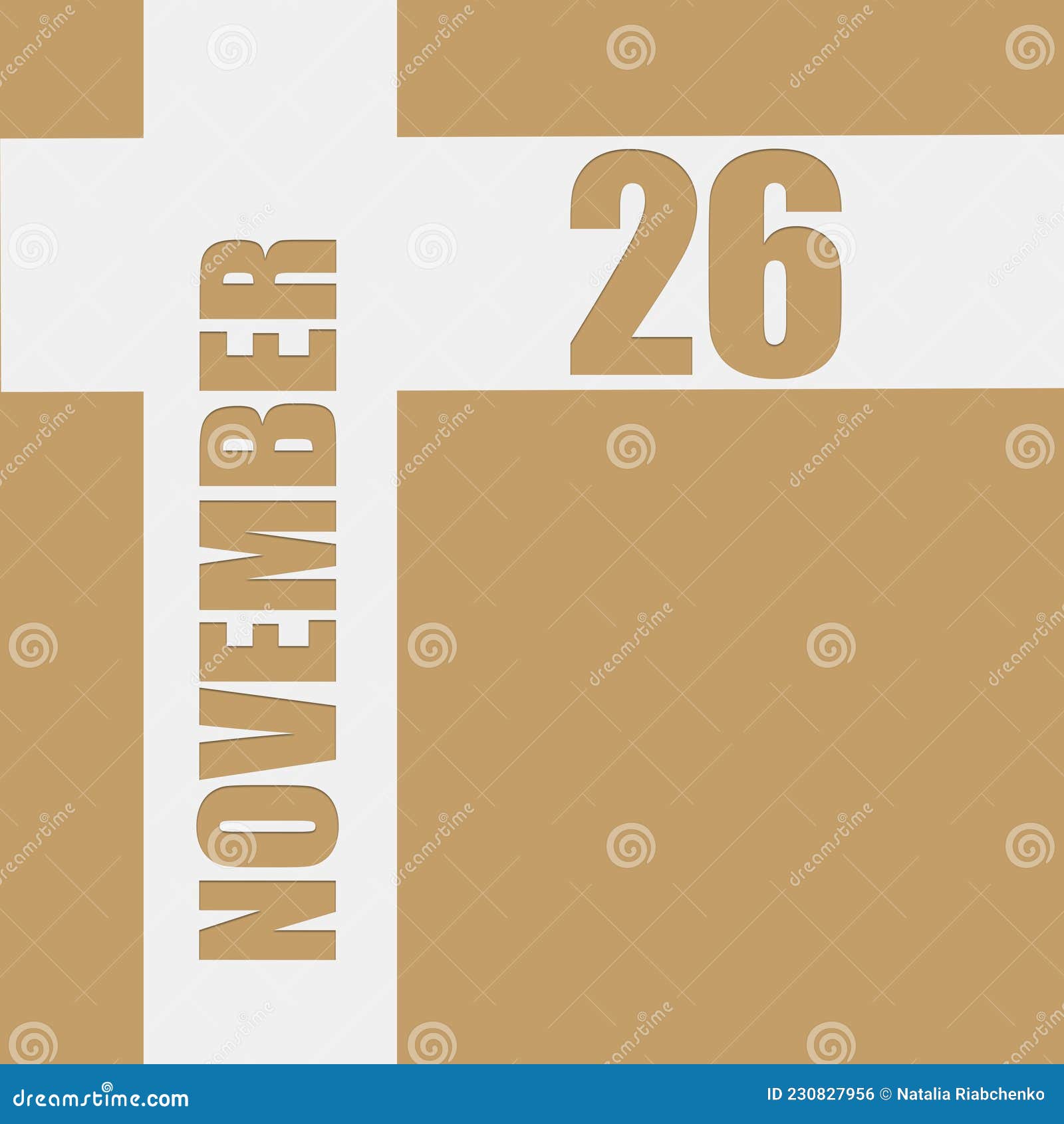 November 26. 26th Day of Month, Calendar Date Stock Illustration