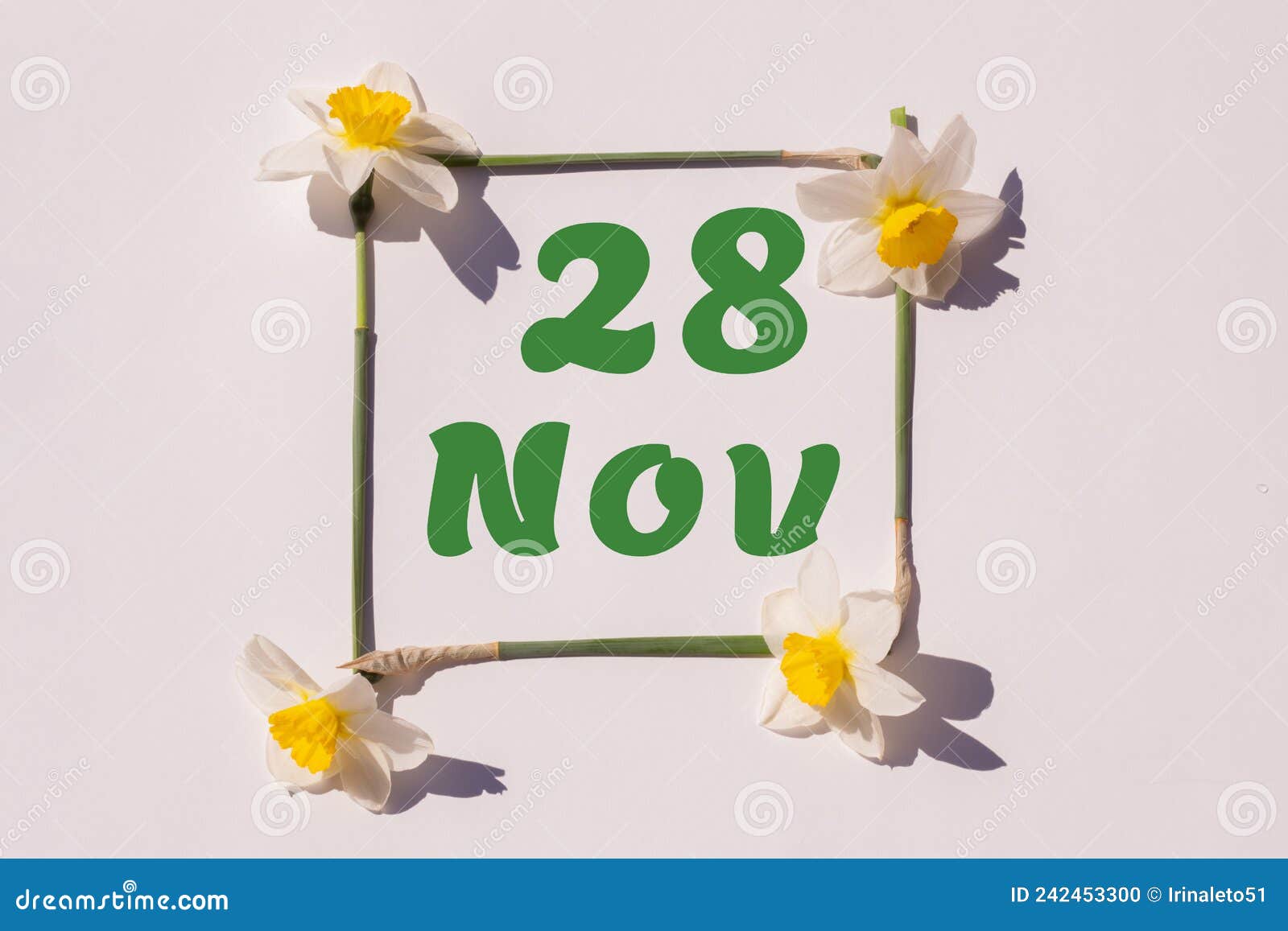 November 28th. Day of 28 Month, Calendar Date. Frame from Flowers of a