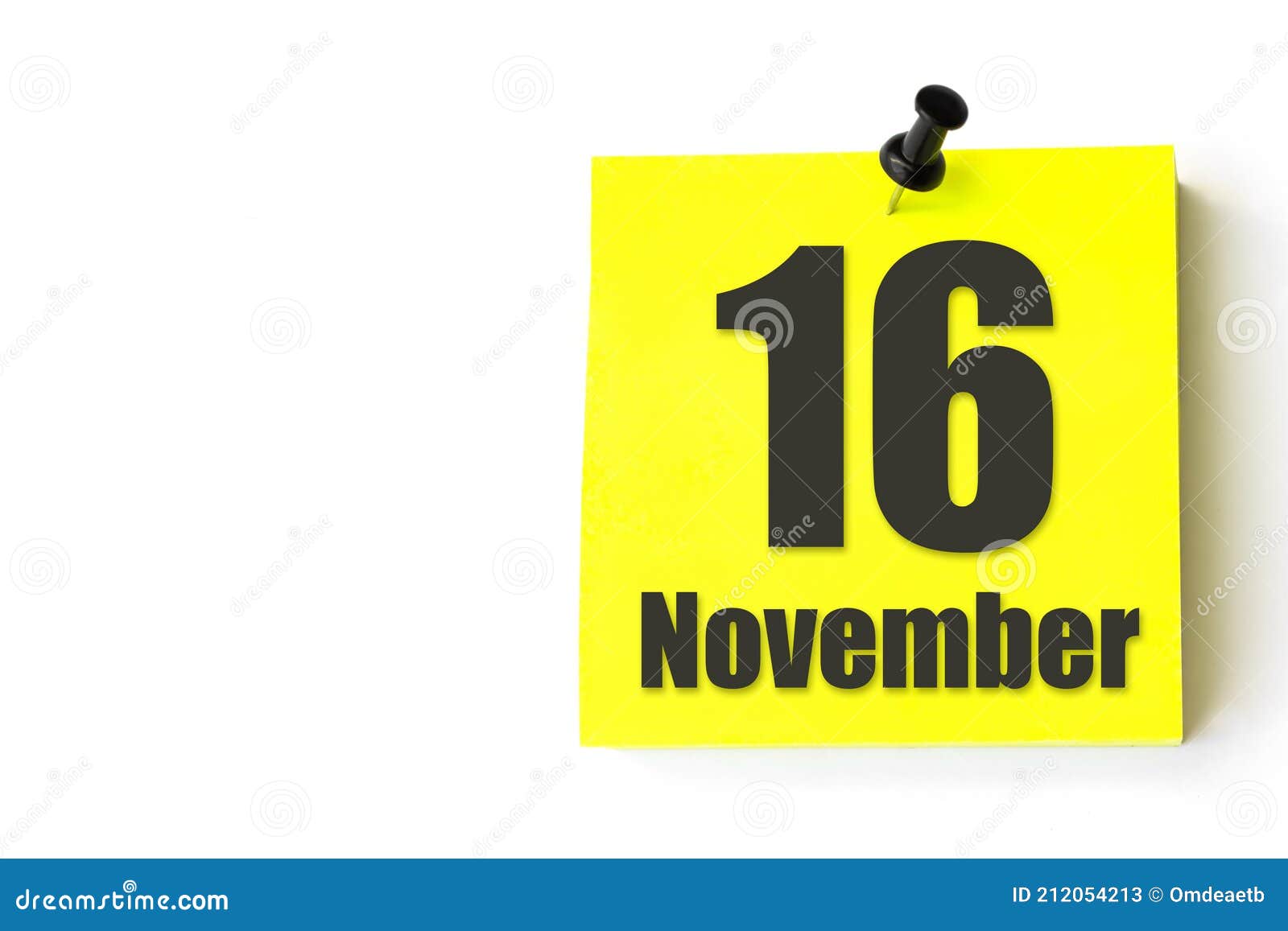 November 16th. Day 16 of Month, Calendar Date. Yellow Sheet of the Calendar Stock Image Image