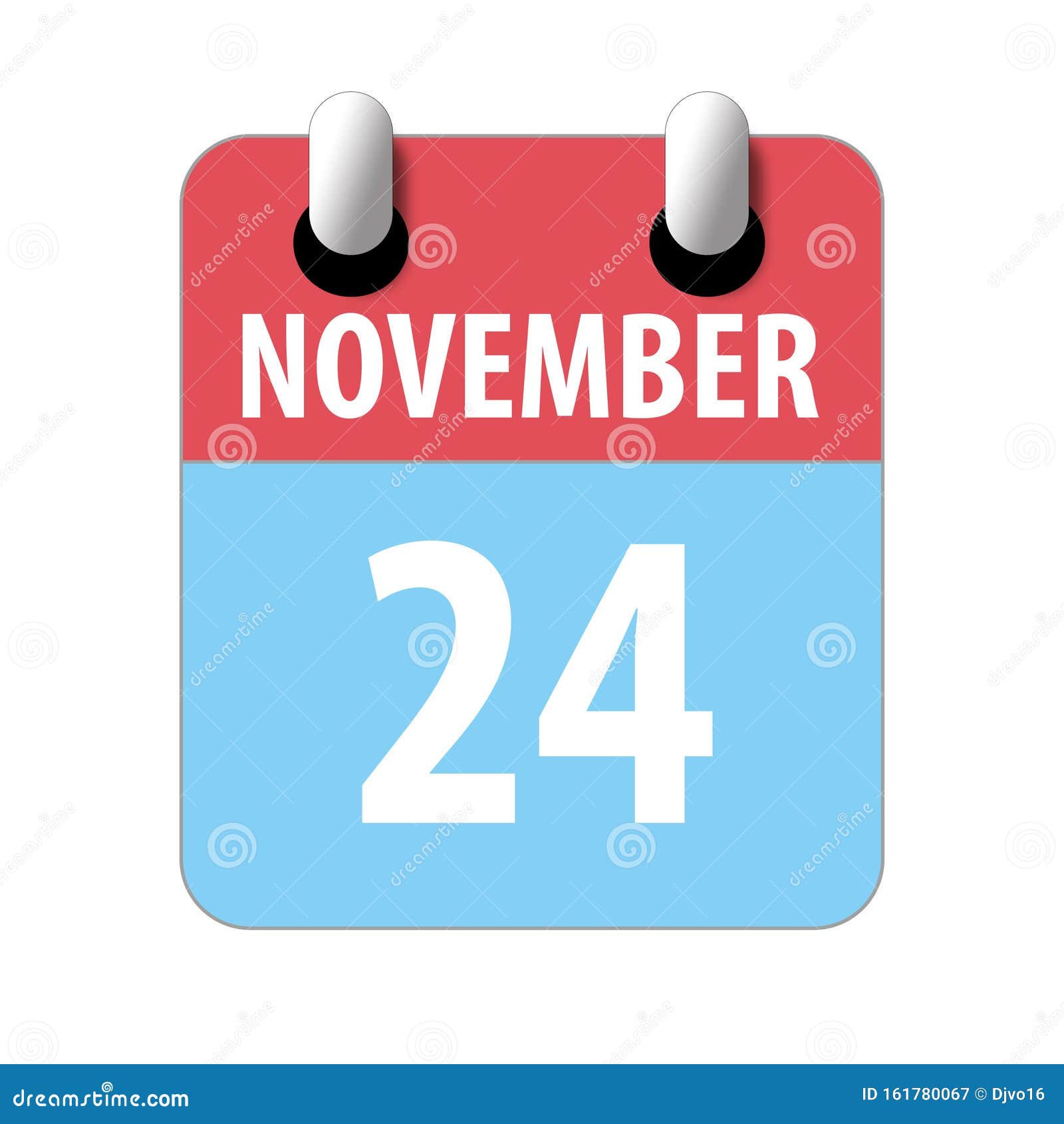 November 24th. Day 24 Of Month,Simple Calendar Icon On White Background