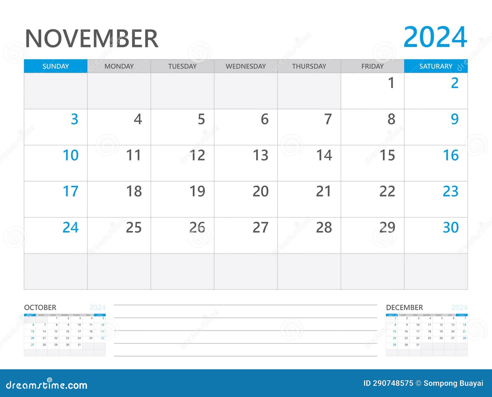 november 2024 year, calendar planner 2024 and set of 12 months, week start on sunday. desk calendar 2024 , simple and clean