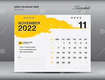 Desk Calender 2022 Design November Month Template Calendar 2022 