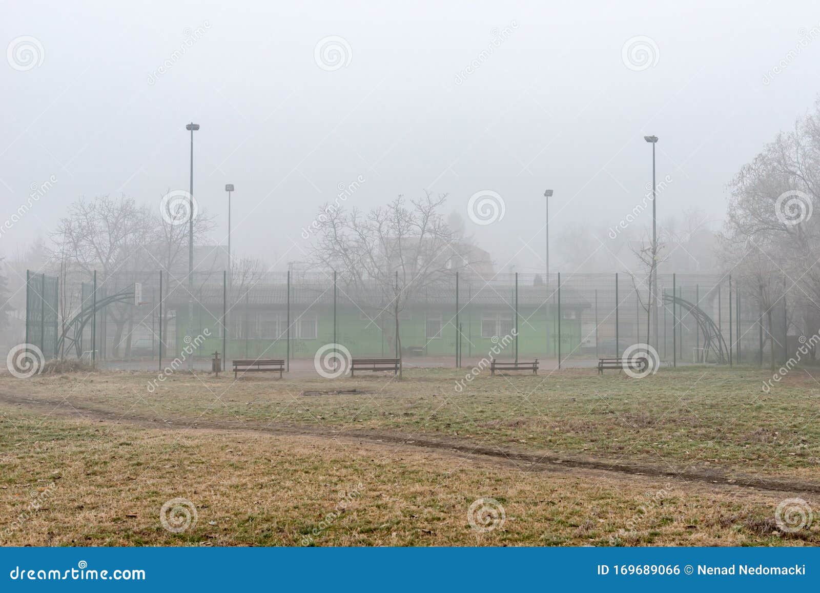 An Outdoor Basketball Hoop in the Fog. Editorial Photo Image of cloud