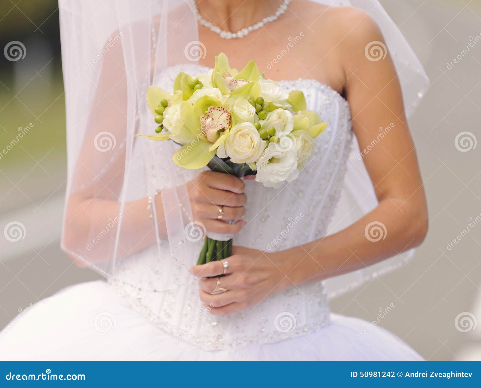 Novia Con El Ramo Blanco Y Verde Foto de archivo - Imagen de gente, lujo:  50981242