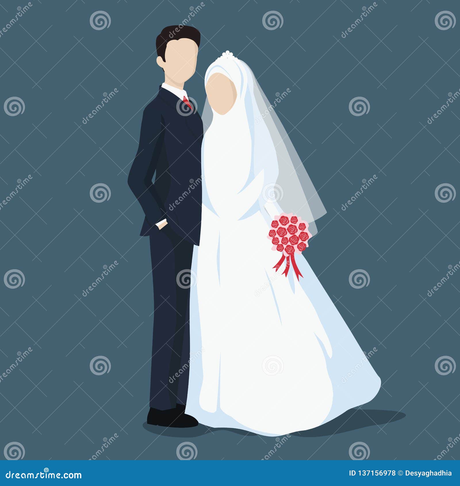 Novia Y Novio, Casandose El Personaje De Dibujos Animados Con El Hijab  Ilustración del Vector - Ilustración de novia, felicidad: 137156978