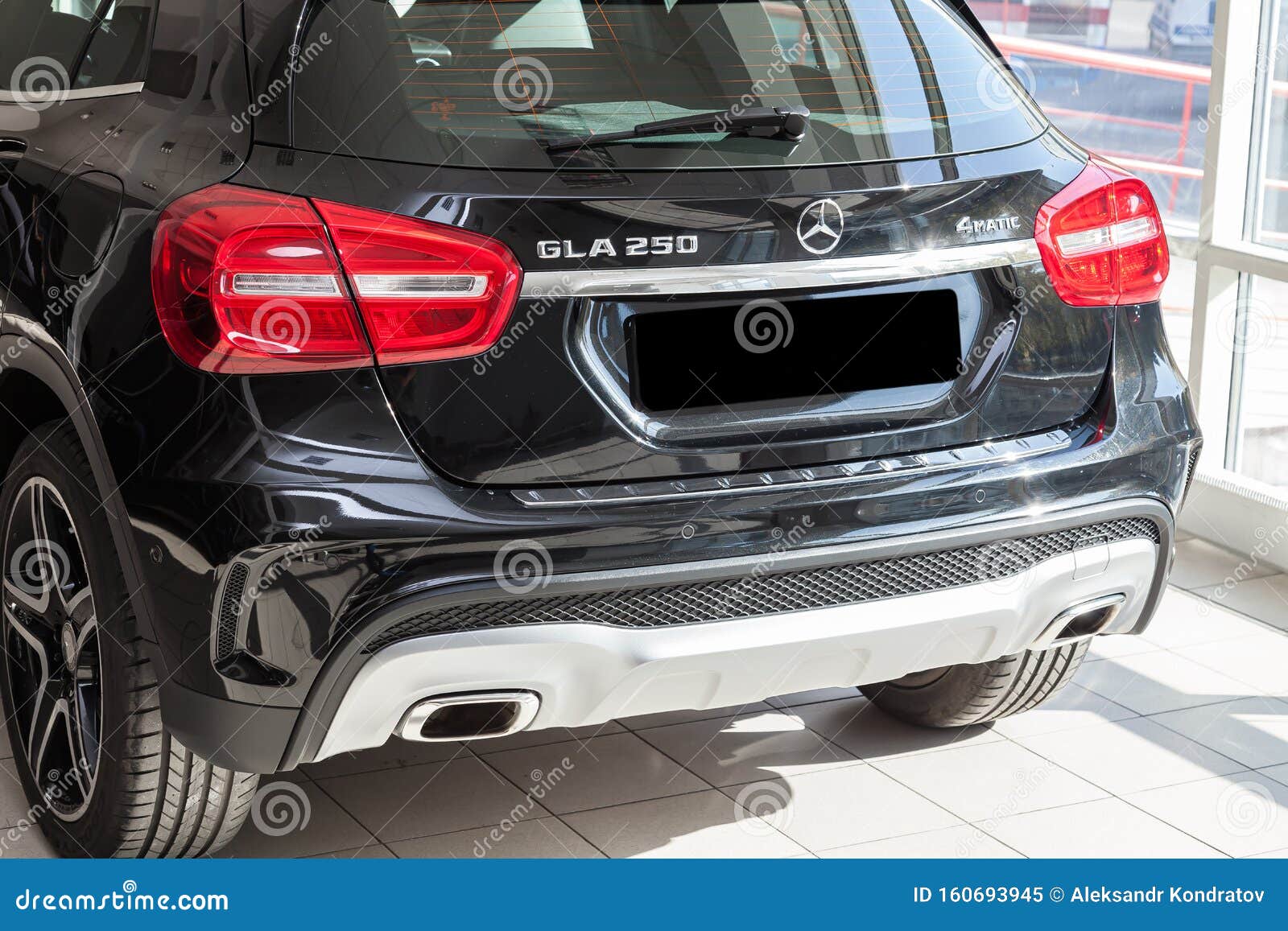 Black Mercedes Benz Gla Class 16 Year Rear Bumper View With Dark Gray Interior In Excellent Condition In A Dealership With White Editorial Image Image Of Sportback Motor