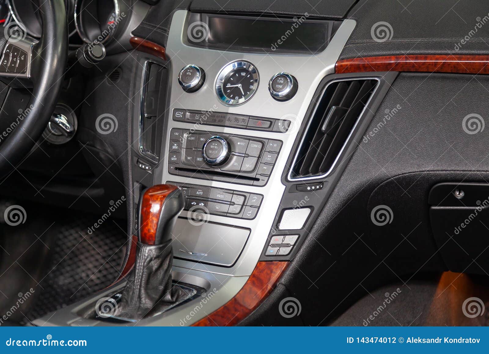View To The Interior Of Cadillac Cts With Dashboard Clock
