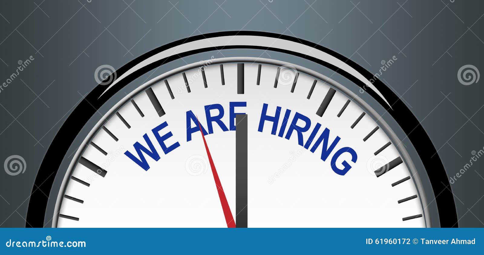 Now Hiring Concept Image in a Clock Closeup Stock Illustration