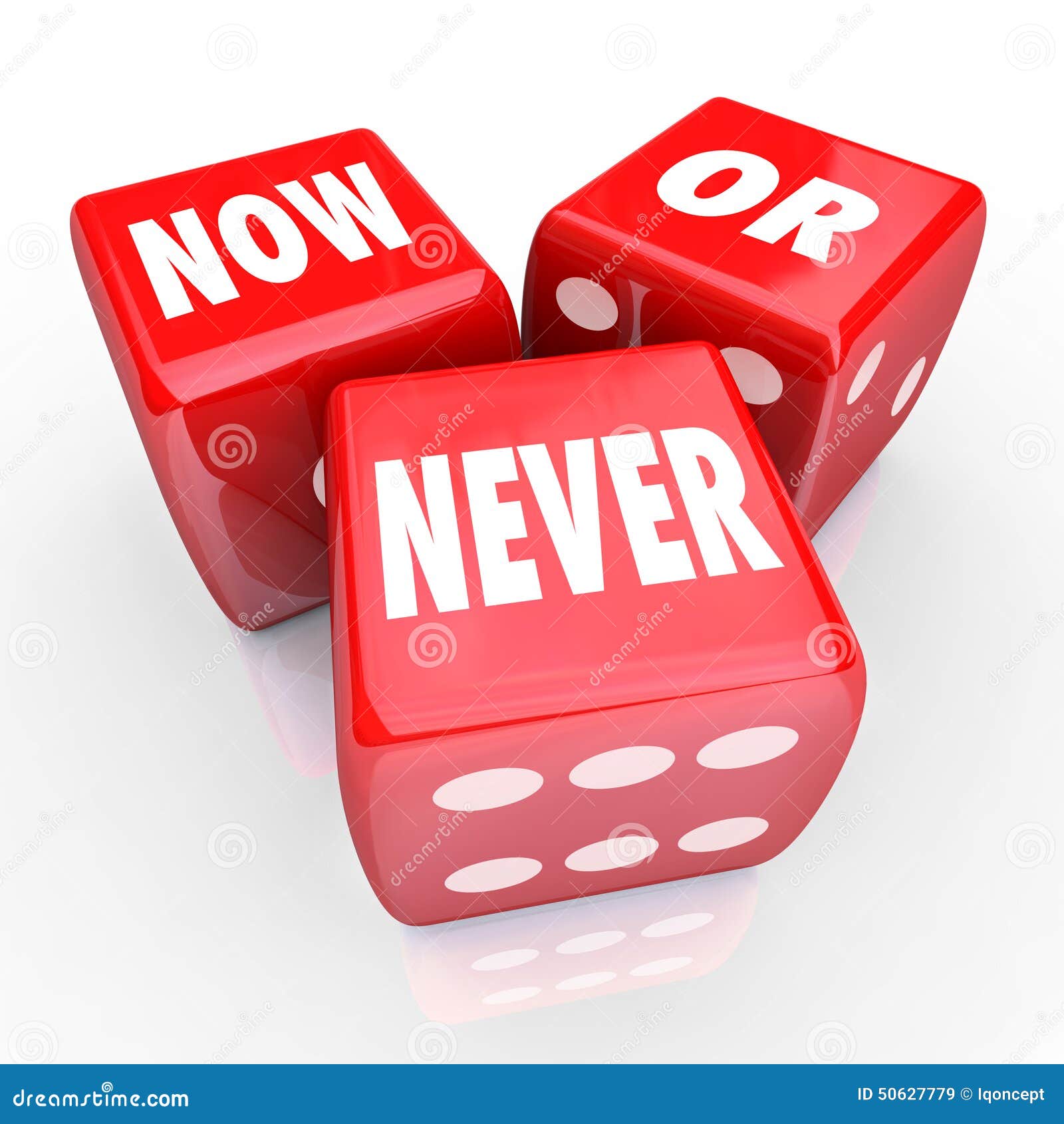 now or never three 3 red dice act limited offer opportunity