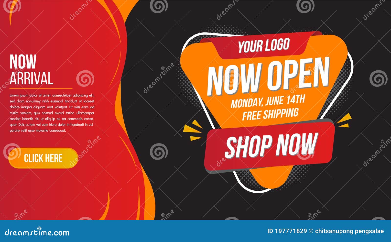 Now Open Shop or New Store Red and Orange Color Sign on Black Within Now Open Flyer Template