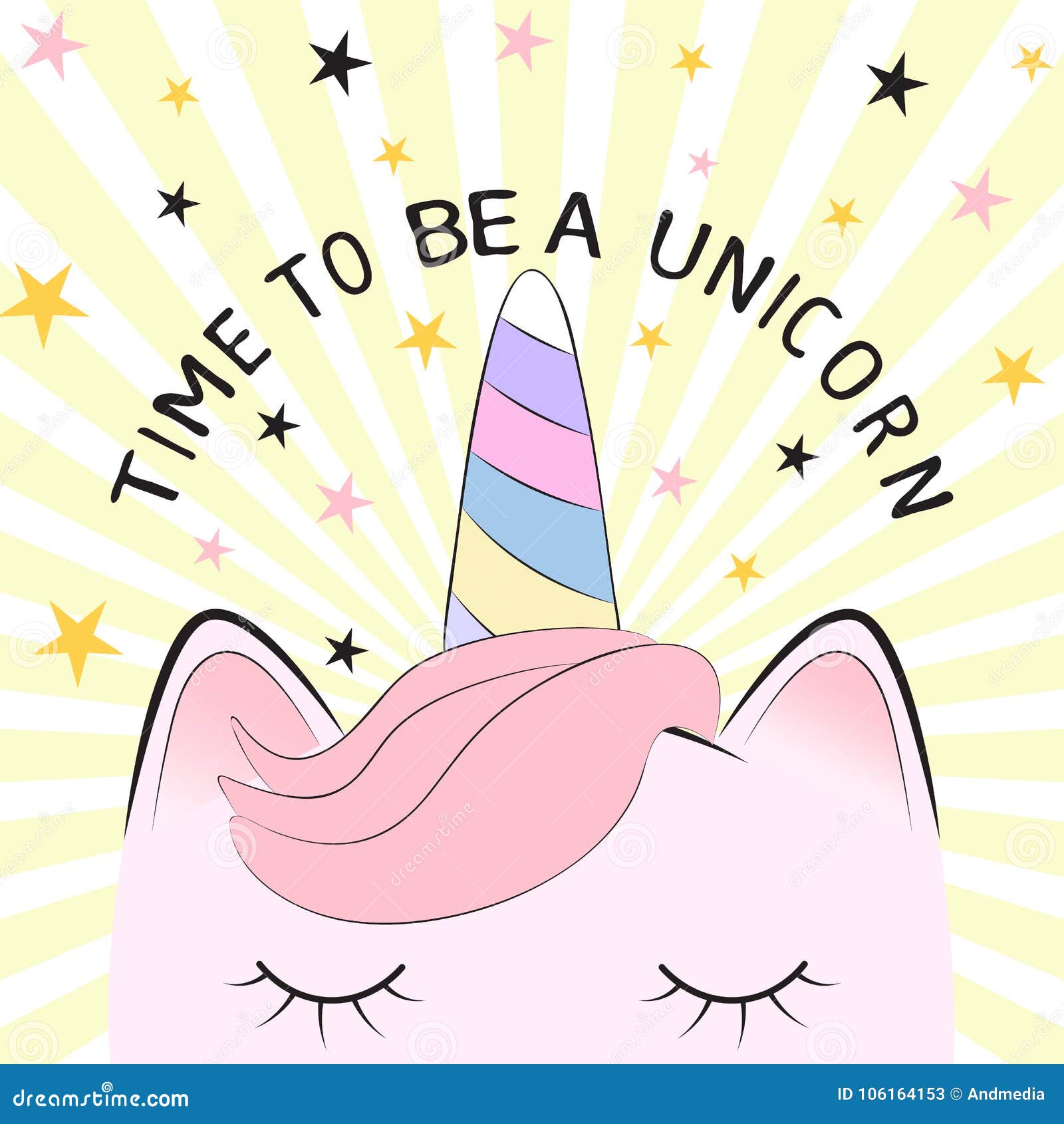 Now Time To Be A Unicorn With Illustration In White Now Time To Be A Unicorn With Illustration In White