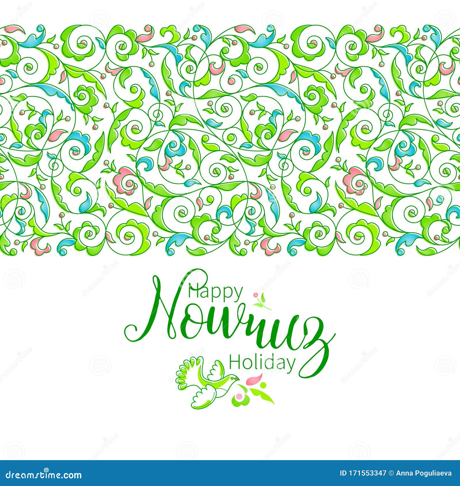 Nowruz Greeting Card. March Equinox. Novruz, Navruz. Springtime Stock ...