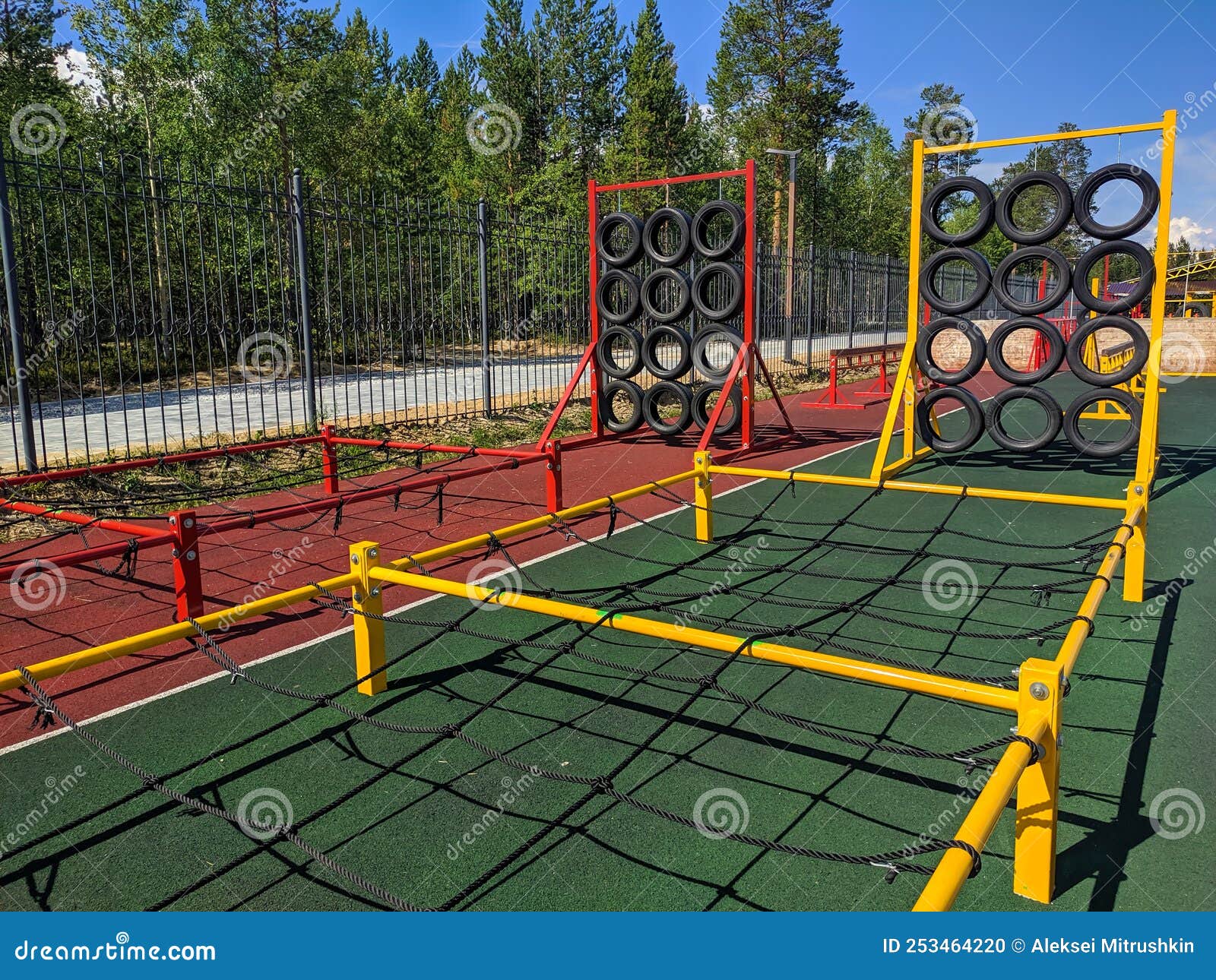 Noyabrsk, Russia - July 17 2022: View of the Obstacle Course Installed