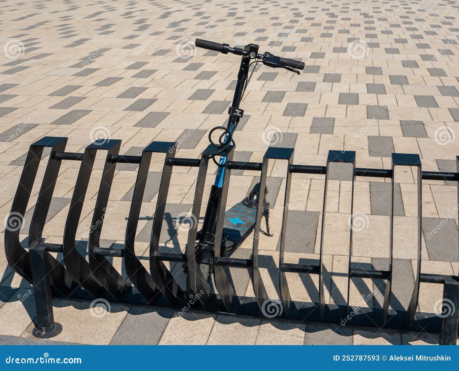 Noyabrsk, Russia - May 28, 2022: Electric Scooter Stands on the Square