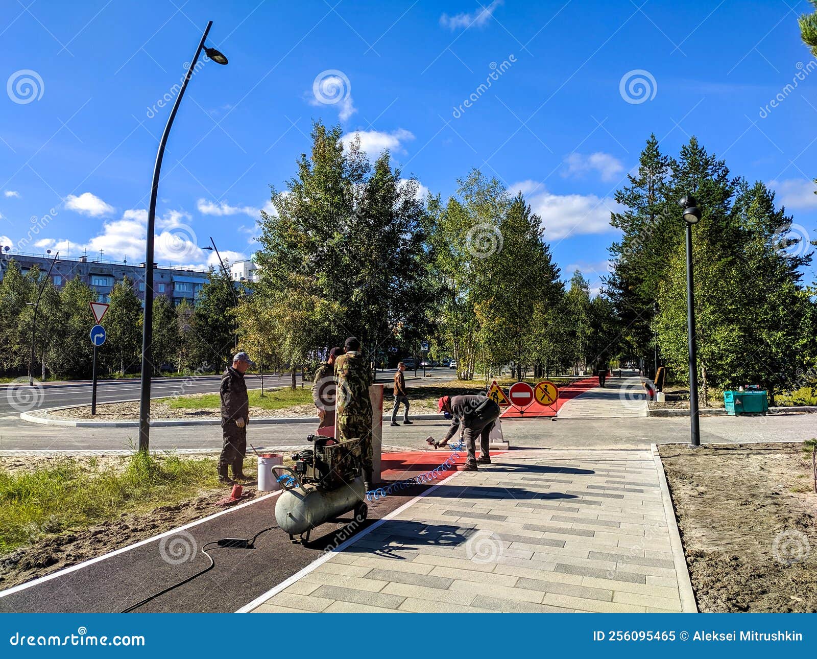 Noyabrsk, Russia - September 2, 2022: View of a City Street with a
