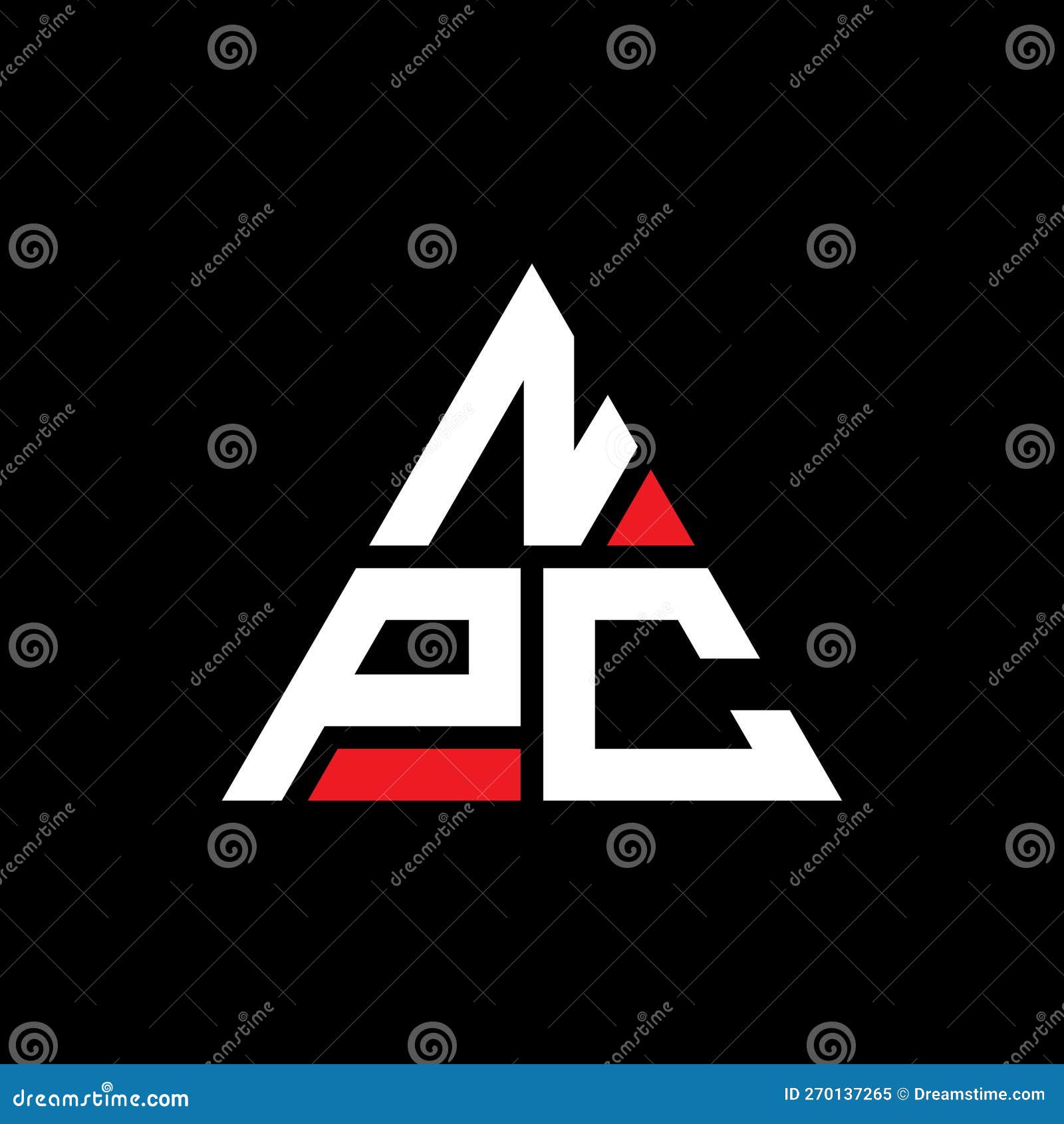 npc triangle letter logo  with triangle . npc triangle logo  monogram. npc triangle  logo template with red