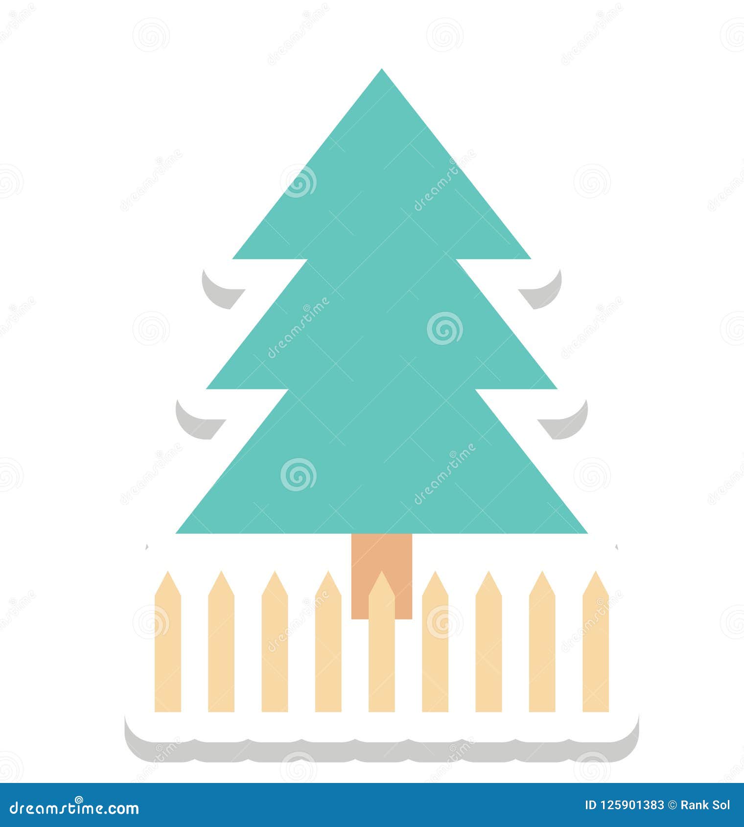 pine tree, evergreen tree color   icon