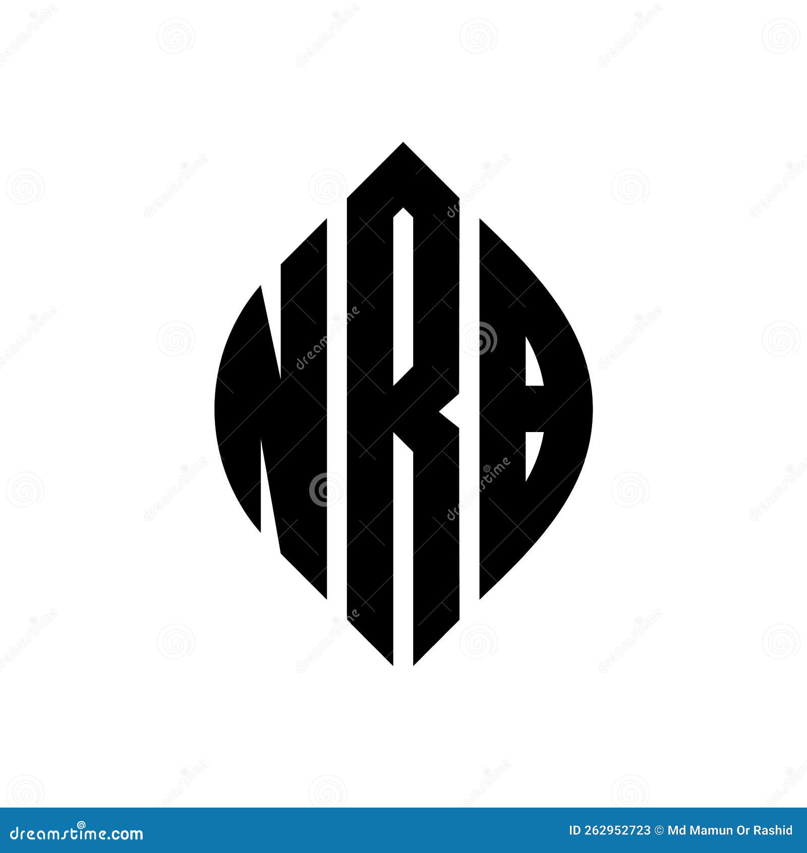 nrb circle letter logo  with circle and ellipse . nrb ellipse letters with typographic style. the three initials form a