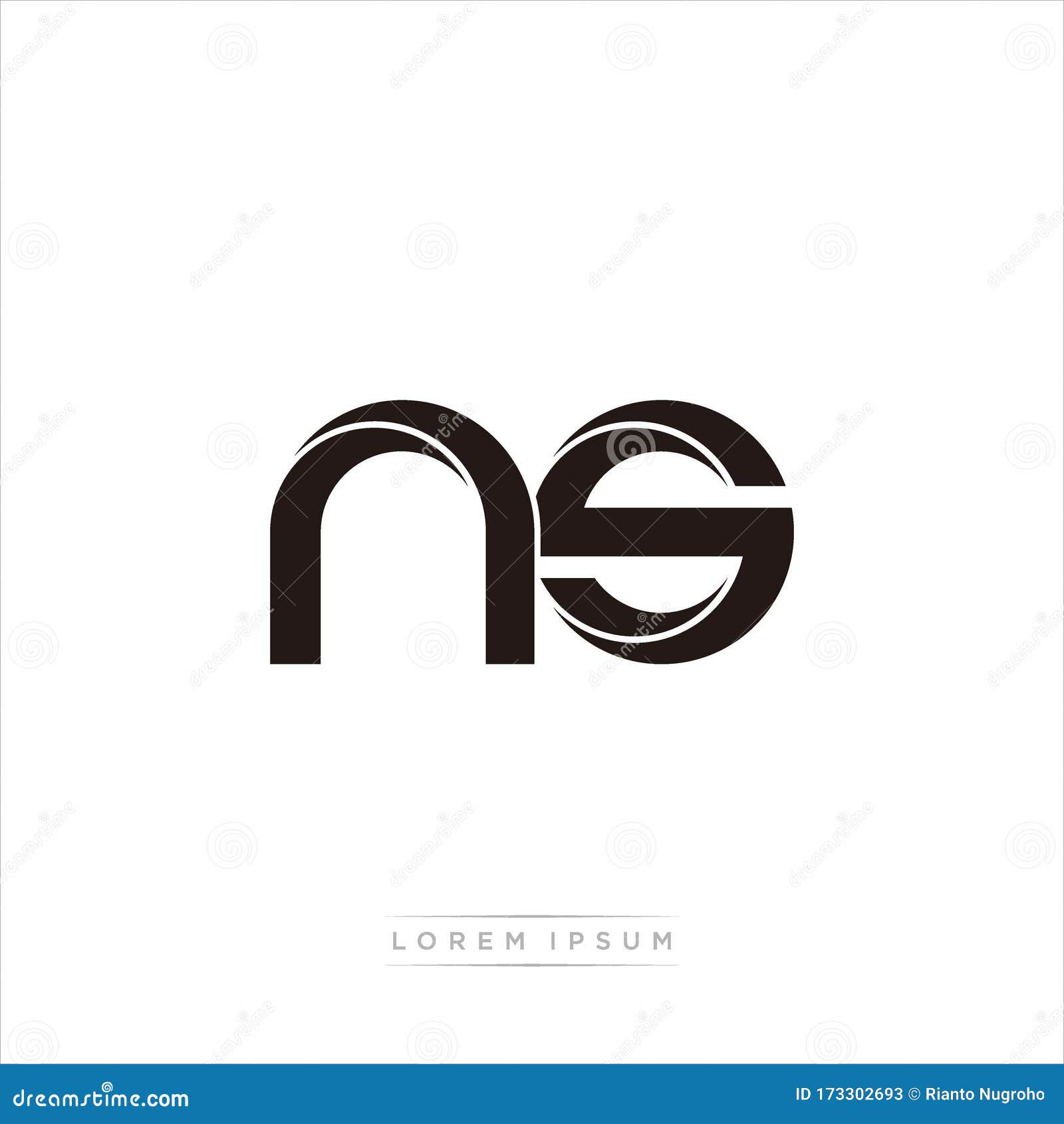 Ns Initial Letter Split Lowercase Modern Monogram Linked Outline ...